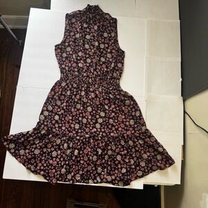 Nanette Lepore Black and Pink Floral Midi Dress